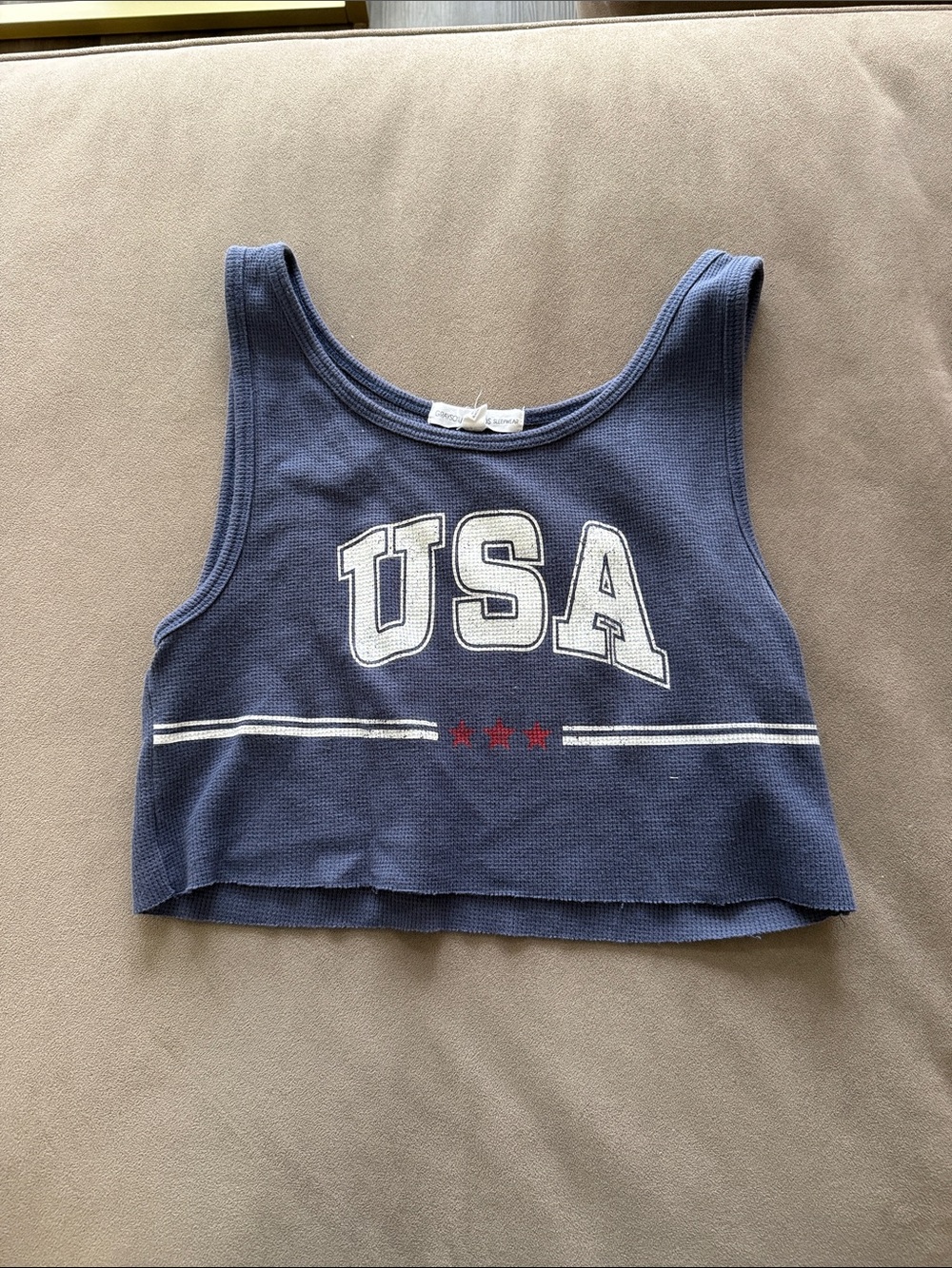 Grayson Threads Navy USA Cropped Tank with White Stripes & Red Stars